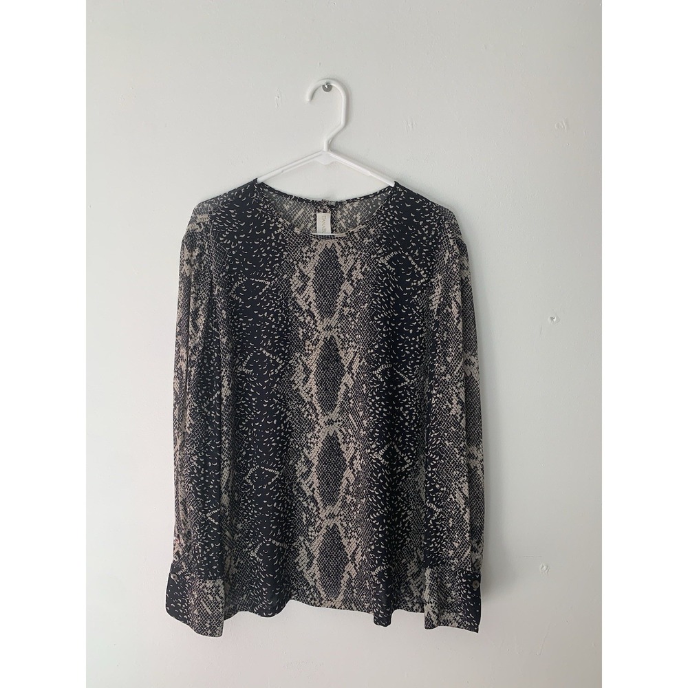 Dana Buchman 100% Silk Top Bottoms Down Back Snake Skin Print Sz 16 Black Tan